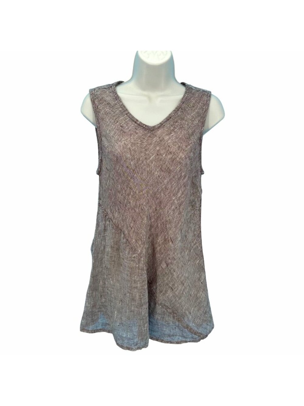 NWOT FLAX Womens Brown Sleeveless Linen Tunic Top Size S  Made In Lithuania